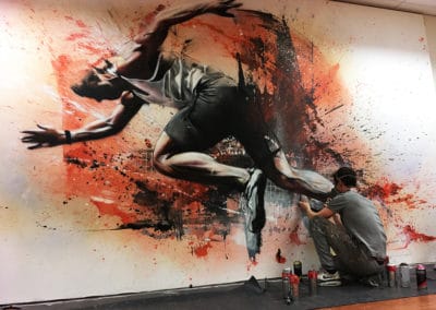 Muurschildering Sportschool